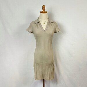 Ribbed Bodycon Collared Dress